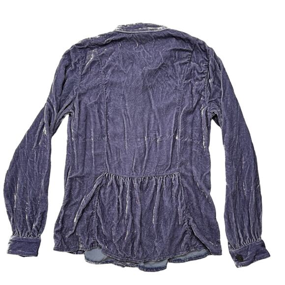 J.JILL Lavender Purple Velour Button Up Blouse Sz XXSP Petite Long Sleeve Velvet - Picture 5 of 10